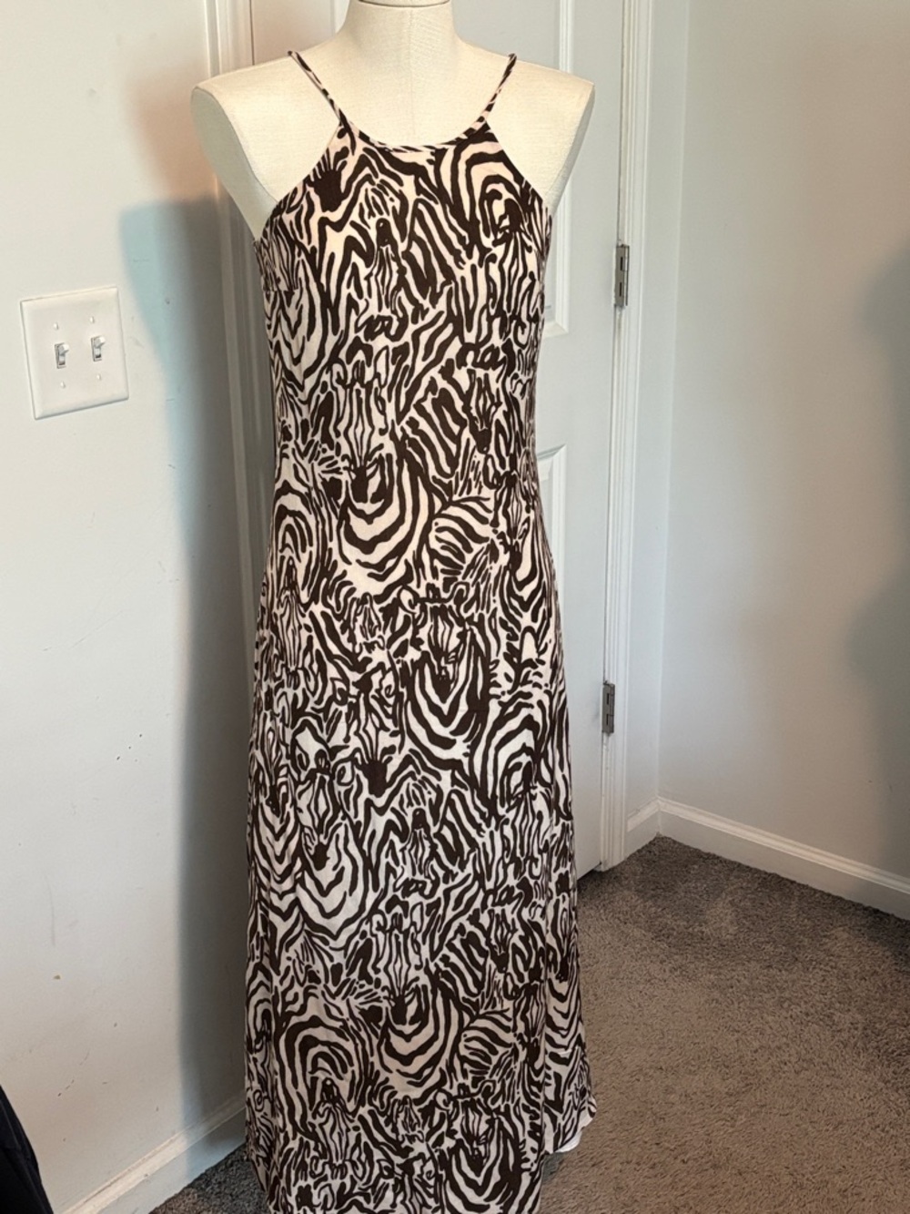 Lilly Pulitzer Brown and Cream Animal-Print Maxi Dress